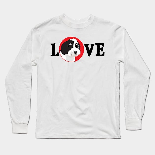 Bernedoodle dog LOVE Long Sleeve T-Shirt by HotPinkStudio.Me